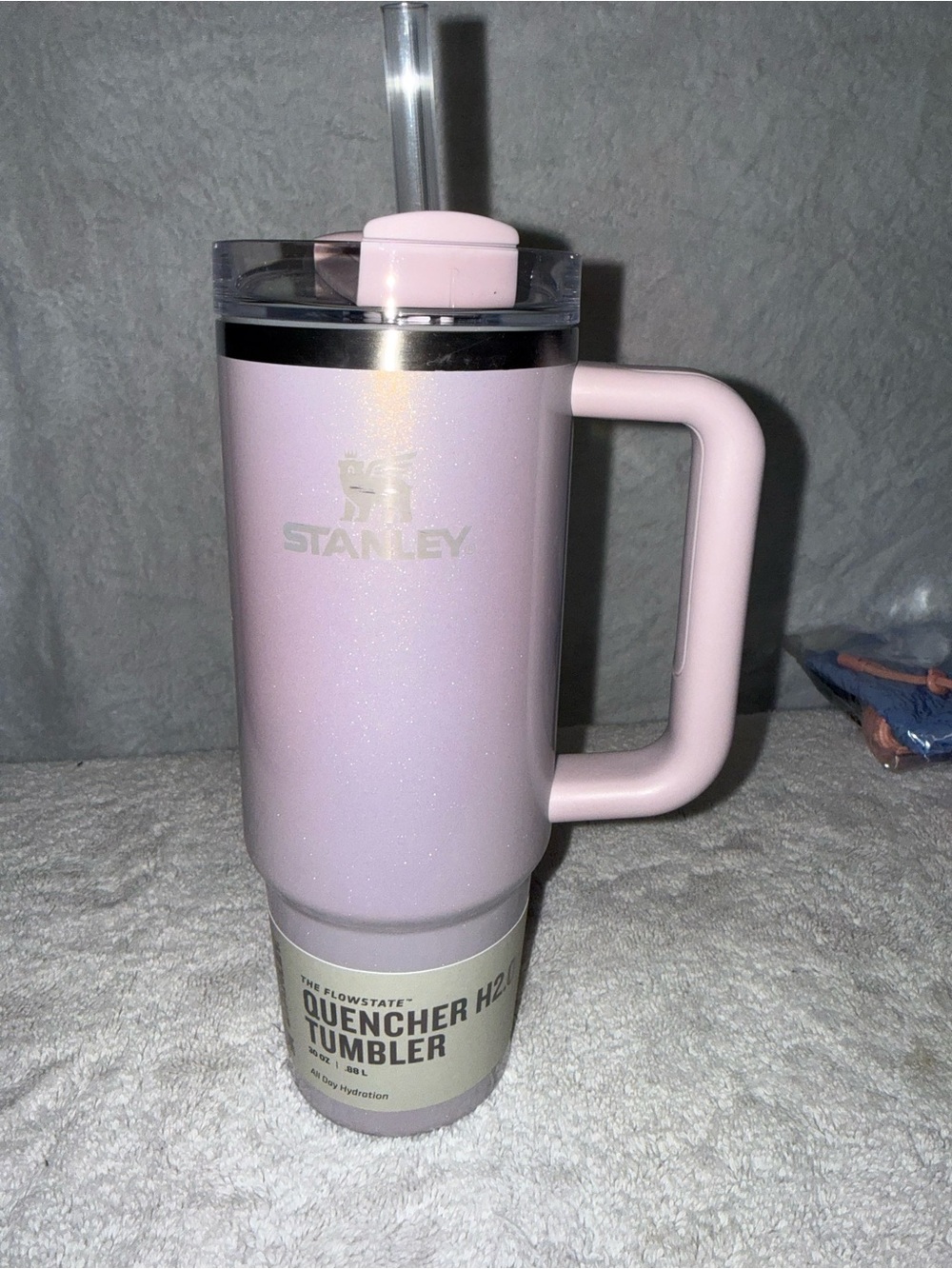Stanley Sparkle Pale Pink Quencher H2.0 Tumbler with Handle